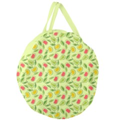Vector Fruits pattern, pastel colors, yellow background Giant Round Zipper Tote