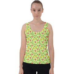 Vector Fruits pattern, pastel colors, yellow background Velvet Tank Top