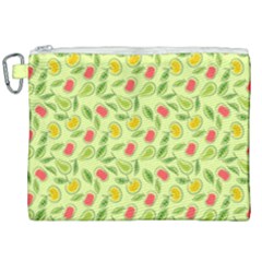 Vector Fruits pattern, pastel colors, yellow background Canvas Cosmetic Bag (XXL)
