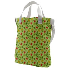 Vector Fruits pattern, pastel colors, yellow background Canvas Messenger Bag