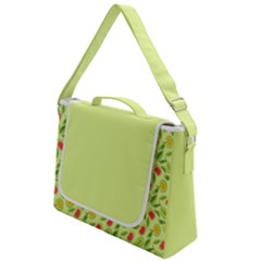 Vector Fruits Pattern, Pastel Colors, Yellow Background Box Up Messenger Bag by Casemiro