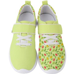 Vector Fruits pattern, pastel colors, yellow background Men s Velcro Strap Shoes