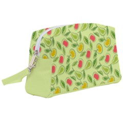 Vector Fruits Pattern, Pastel Colors, Yellow Background Wristlet Pouch Bag (large) by Casemiro