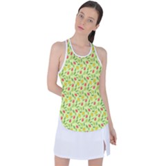 Vector Fruits pattern, pastel colors, yellow background Racer Back Mesh Tank Top