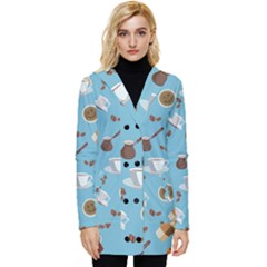 Coffee Time Button Up Hooded Coat  by SychEva