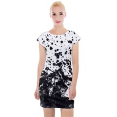 Black And White Abstract Liquid Design Cap Sleeve Bodycon Dress by dflcprintsclothing