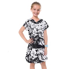 Black And White Abstract Liquid Design Kids  Drop Waist Dress by dflcprintsclothing