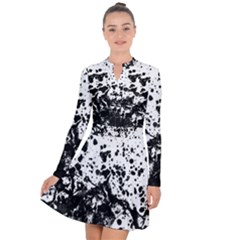 Black And White Abstract Liquid Design Long Sleeve Panel Dress by dflcprintsclothing