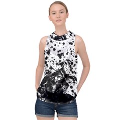 Black And White Abstract Liquid Design High Neck Satin Top by dflcprintsclothing