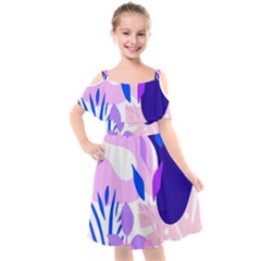 Aquatic Surface Patterns-04 Kids  Cut Out Shoulders Chiffon Dress