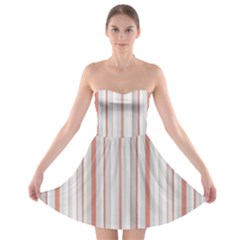 Salmon And Grey Linear Design Strapless Bra Top Dress by dflcprintsclothing