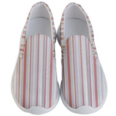 Salmon And Grey Linear Design Men s Lightweight Slip Ons