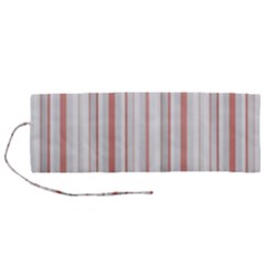 Salmon And Grey Linear Design Roll Up Canvas Pencil Holder (m) by dflcprintsclothing