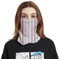 Salmon And Grey Linear Design Face Covering Bandana (two Sides)