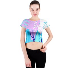 Aquatic Surface Patterns Crew Neck Crop Top by Designops73