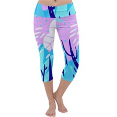 Aquatic Surface Patterns Capri Yoga Leggings by Designops73