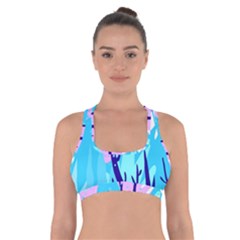 Aquatic Surface Patterns Cross Back Sports Bra by Designops73