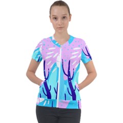 Aquatic Surface Patterns Short Sleeve Zip Up Jacket by Designops73