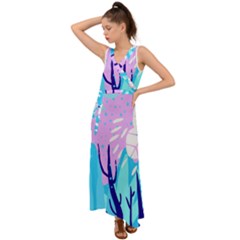 Aquatic Surface Patterns V-neck Chiffon Maxi Dress by Designops73