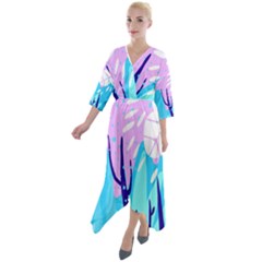 Aquatic Surface Patterns Quarter Sleeve Wrap Front Maxi Dress by Designops73