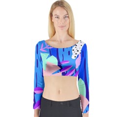 Aquatic Surface Patterns Long Sleeve Crop Top by Designops73