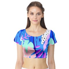 Aquatic Surface Patterns Short Sleeve Crop Top by Designops73