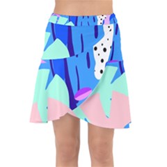 Aquatic Surface Patterns Wrap Front Skirt