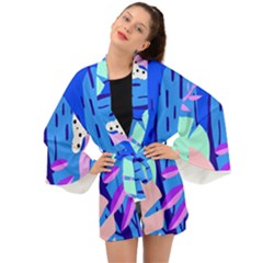 Aquatic Surface Patterns Long Sleeve Kimono by Designops73