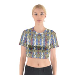 Ornament Striped Textured Colored Pattern Cotton Crop Top by dflcprintsclothing