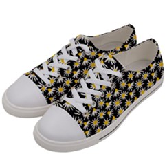 White Floral Love Women s Low Top Canvas Sneakers by designsbymallika