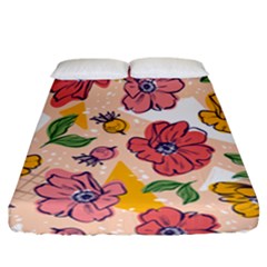 Cartoon Flowers Fitted Sheet (california King Size) by designsbymallika