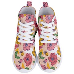 Cartoon Flowers Women s Lightweight High Top Sneakers by designsbymallika