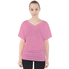 Aurora Pink V-Neck Dolman Drape Top