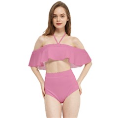 Aurora Pink Halter Flowy Bikini Set  by FabChoice