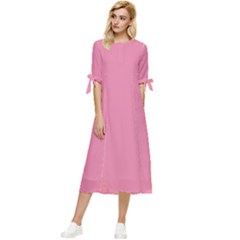 Aurora Pink Bow Sleeve Chiffon Midi Dress