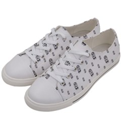 Sketchy Monster Pencil Drawing Motif Pattern Women s Low Top Canvas Sneakers by dflcprintsclothing