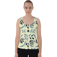 Folk Flowers Art Pattern Floral  Surface Design  Seamless Pattern Velvet Tank Top by Eskimos