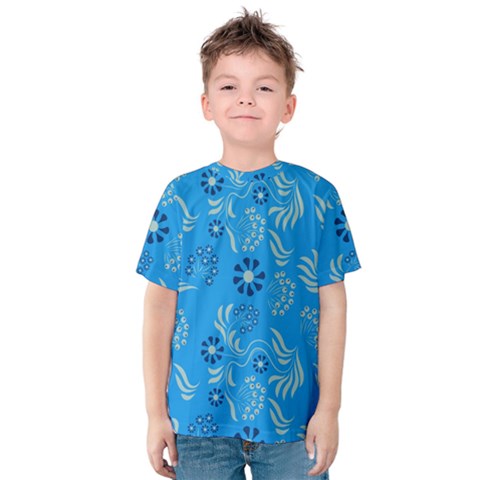 Folk Flowers Art Pattern Floral  Surface Design  Seamless Pattern Kids  Cotton Tee by Eskimos