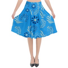 Folk Flowers Art Pattern Floral  Surface Design  Seamless Pattern Flared Midi Skirt by Eskimos