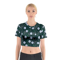 Folk Flowers Art Pattern Floral  Surface Design  Seamless Pattern Cotton Crop Top by Eskimos