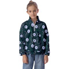 Folk Flowers Art Pattern Floral  Surface Design  Seamless Pattern Kids  Half Zip Hoodie by Eskimos