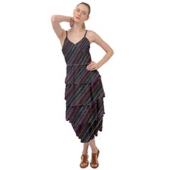 Dark Multicolored Striped Print Design Dark Multicolored Striped Print Design Layered Bottom Dress