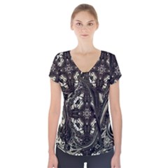 Honey Glazed Cross Short Sleeve Front Detail Top by MRNStudios