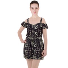 Honey Glazed Cross Ruffle Cut Out Chiffon Playsuit