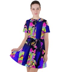 Neon Aggression Short Sleeve Shoulder Cut Out Dress  by MRNStudios