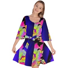 Neon Aggression Velour Kimono Dress by MRNStudios