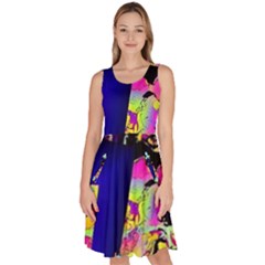 Neon Aggression Knee Length Skater Dress With Pockets by MRNStudios