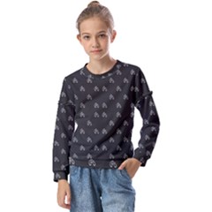 Bicycle Signal Street Motif Print Pattern Kids  Long Sleeve Tee with Frill 