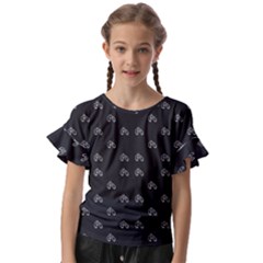 Bicycle Signal Street Motif Print Pattern Kids  Cut Out Flutter Sleeves