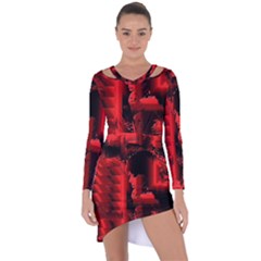 Red Light Asymmetric Cut-out Shift Dress by MRNStudios